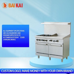 Équipement commercial de restaurant 4 brûleurs avec la gamme de cuisson de gaz de gril de 24 pouces avec le four - Product Image 3