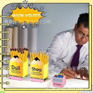 Portalápices de madera transfronterizo, forma de lápiz amarillo, organizador de escritorio, soporte para bolígrafos, caja de almacenamiento para gomas de borrar - Product Image 2