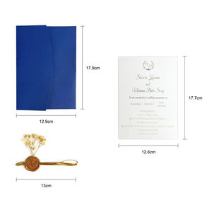 Custom Handmade Acrylic Greeting Card With Paper Envelope Dried Flowers Wax Seal <strong>Invitation</strong> Cards Wedding <strong>Invitations</strong> - Product Image 2