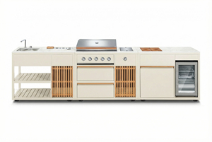 2026 Meuble de cuisine extérieur moderne en acier inoxydable avec barbecue électrique et brûleur latéral à 5 feux, pour mobilier de maison de piscine extérieure - Product Image 5