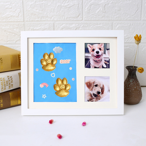 Encreur pour empreintes de pattes d'animaux, souvenir d'empreintes de mains et de pieds, empreinte de patte de <span class=keywords><strong>chien</strong></span> personnalisée, cadre <span class=keywords><strong>photo</strong></span> en bois 1 couleur, table - Product Image 1