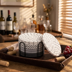 Lot de dessous-de-plat en corde de coton tressée, résistant à la chaleur, style ferme, avec logo personnalisé OEM ODM - Product Image 1