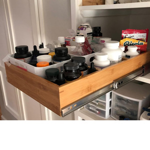 Bamboo <b>Drawer</b> Organizer Rectangular Multi Compartment Kitchen Spice Storage <b>Sliding</b> Tray - Product Image 3