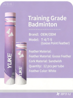 Volant de badminton hybride T-4 OEM du fabricant : Plumes d'oie de qualité B avec base sandwich double couche pour un entraînement haute stabilité