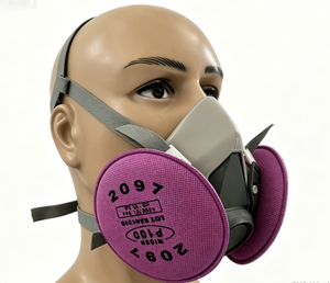 <span class=keywords><strong>Masque</strong></span> à gaz demi-visage réutilisable 6200 <span class=keywords><strong>avec</strong></span> cartouches de charbon actif pour pulvérisation de <span class=keywords><strong>peinture</strong></span> et usage en atelier - Product Image 1
