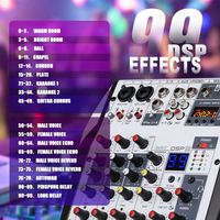 Console de mixage Demao 6 canaux avec amplificateur, 99 effets Dsp