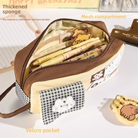 Trousse à crayons japonaise mignonne multifonctionnelle en toile grande capacité pour étudiants, sac de papeterie Kawaii Chat, vente en gros