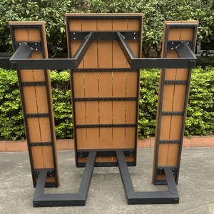 Mesas elegantes y modernas de madera para exteriores, marco de Metal y listones de madera, muebles de Patio, mesa de playa para ocio, comedor, centro comercial, Parque - Product Image 3