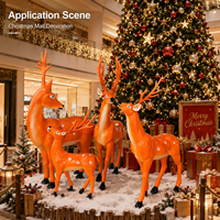 Statue de renne de Noël personnalisée en fibre de verre, décorations de Noël éclairées par LED, sculpture en FRP pour l'entrée d'un centre commercial