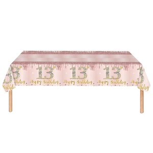 1 Paquete de Decoración para Fiesta de <span class=keywords><strong>Cumpleaños</strong></span> Número 13-<span class=keywords><strong>70</strong></span> en Oro Rosa, con Mantel Desechable - Product Image 3