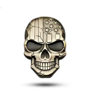 3D Metal Devil Skull Car Emblem Sticker Chrome Auto Badge Sticker Bumper Decal for Car SUV Truck Motorcycle Car Decal