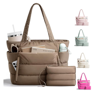 Borsa Tote da <span class=keywords><strong>Donna</strong></span> Grande Capacità con Tasche Multiple, Borsa a Spalla Trapuntata da Viaggio con Pochette per Shopping, Lavoro e Uso Quotidiano - Product Image 1