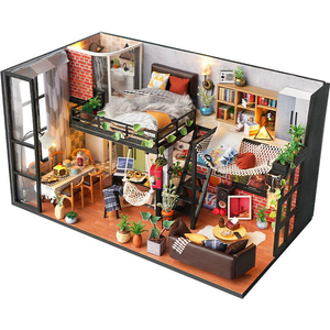 Casa de Muñecas en Miniatura Estilo Literario Creativo con Muebles, Efecto de Iluminación Cálida, Adorno de Lujo para el Hogar, Ideal para Tiendas de Regalos - Product Image 1