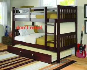 Litera triple para niños y adultos, cama doble completa con escalera y trundle