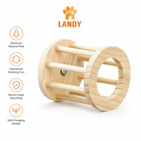 Jouet rotatif en bois naturel pour lapins, chinchillas et petits animaux – Distributeur de foin interactif avec roue tournante pour cage