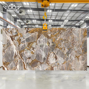 Losas de Cuarzo Dorado Bugatti de Lujo con Vetas Naturales, Pulido Goldtop, Tamaño Personalizado, Precio para Revestimiento de Paredes Interiores de Hoteles y Hogares - Product Image 1