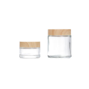 Tarro de Crema Transparente con Tapa de Madera, Botella Cosmética para Loción, Crema Facial, Crema para Ojos, Botella de Vidrio Recargable Portátil - Product Image 4