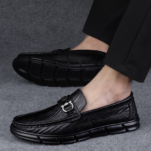 รองเท้าหนังแท้ลายพิมพ์สำหรับเดินป่า รองเท้าขับรถแบบสวมสบายไซส์ใหญ่ รองเท้าเดินป่าสไตล์อังกฤษ รองเท้าหนังผู้ชาย - Product Image 5