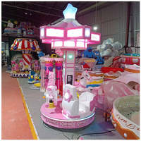 Grand carrousel rétro cinq étoiles à trois personnes équipement d'amusement carré intérieur pour enfants Machine de jeu à pièces