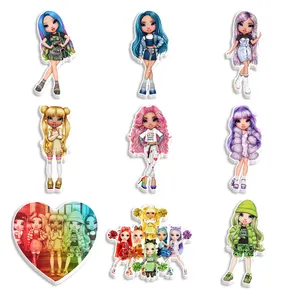 Акриловые Плоские полимерные радужные куклы с рисунком для волос, банта, обувного центра, поставки изделий ручной работы