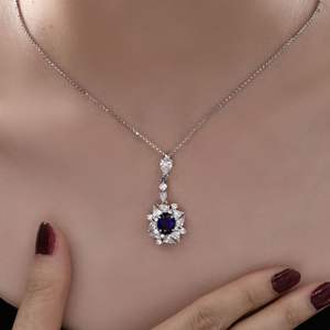 Glamour moda alta calidad 925 plata esterlina collar de mujer corte ovalado laboratorio cultivado rubí colgante para compromiso o boda - Product Image 5