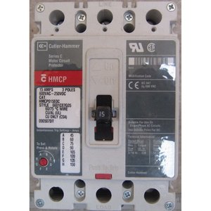 เบรกเกอร์วงจร Cutler-Hammer HMCP 15 แอมป์ 3 โพล สำหรับป้องกันมอเตอร์อุตสาหกรรม แบบติดตั้งบนแผง - Product Image 1