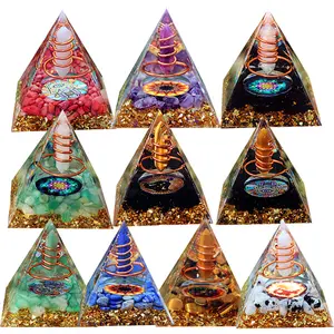 Atacado Ponto De Cristal Pirâmides Orgone Pedra De Cura Espiritual Cascalho De Cristal Tumbled Pedra Pirâmide Decoração Para Casa Presentes