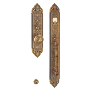 Manija de puerta doble clásica de lujo para villa, juego de manijas de palanca para entrada exterior con cerradura, ideal para proyectos residenciales de gran entrada. - Product Image 4