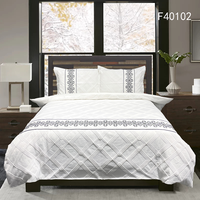 Ensemble de literie à rayures géométriques grises, ensemble de housse de couette brodée, 6 pièces pour chambre à coucher