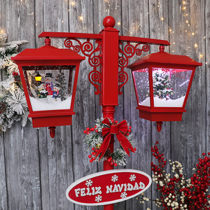 Farol Vertical Clásico con Base y Luz de Nieve, Lámpara de Nieve, Faroles Navideños - Product Image 2