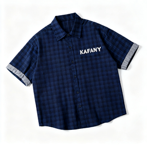 Kafany Berufsbekleidung für Mitarbeiter, Arbeitsuniform mit Anpassbarem Logo, Gewebtes Karomuster, Kurzarm-Hemd mit Knöpfen - Product Image 4