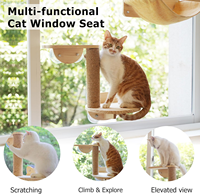 Hamac de fenêtre pour chat avec deux étagères et un griffoir, support mural pour fenêtre, idéal pour chats d'intérieur
