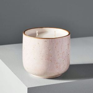 Modern Ceramic Jar 2 <b>Wick</b> Scented <b>Candles</b> Set Speckled Marble Pattern Cylinder - Product Image 2