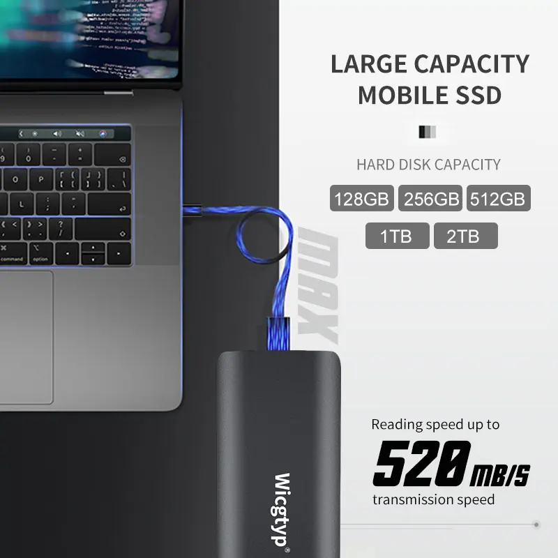 USB C 1 2 Tera 1TB 1T 1To 1 2 4 untuk Portable eksternal Disco Duro SSD Solid State Disk Hard drive untuk Laptop