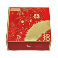 Emballage Cadeau Festif pour Biscuits et Snacks, Personnalisé avec Motif Rouge Imprimé, en Matériaux Recyclés Écologiques, avec Dorure à Chaud