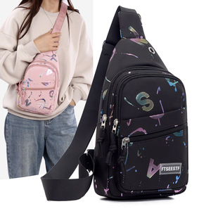 FTSEESTF Women's Chest <b>Bag</b> Purple Multi Pocket Zipper Portable Everyday Use Crossbody <b>Bag</b> - Product Image 2