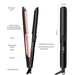 <span class=keywords><strong>Lisseur</strong></span> de cheveux électrique personnalisé, double fonction humide/sec, chauffe rapide 500°F, plaques en céramique étroites et larges, ionique négatif, pour usage domestique - Product Image 5