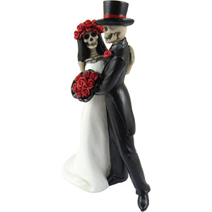 Giorno dei morti danza scheletro coppia statuetta di nozze, amanti gotici di Halloween figurina romantica di sposi - Product Image 2