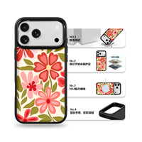 Coque de téléphone AG Feeling Black Edge avec motif floral simple doré pour iPhone 17, 17 Pro Max, 16 Pro, 15 – Coque magnétique