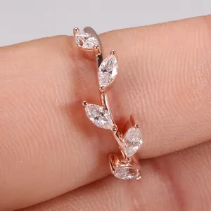 个性化风格永恒14k玫瑰金订婚戒指侯爵夫人削减碳硅石钻石生日礼物