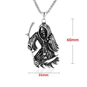 MECYLIFE Death Reaper Collar de acero inoxidable Punk Death Devil Skull Sickle Colgante Collar para hombre - Product Image 5