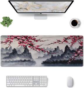 Grand tapis <span class=keywords><strong>de</strong></span> souris, tapis <span class=keywords><strong>de</strong></span> souris étendu avec peinture à l'<span class=keywords><strong>aquarelle</strong></span> Sakura, base en caoutchouc antidérapante avec motif <span class=keywords><strong>de</strong></span> fleurs <span class=keywords><strong>de</strong></span> cerisier - Product Image 1