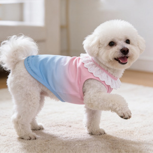 Camiseta sin mangas para perro con degradado <span class=keywords><strong>de</strong></span> color rosa y azul, con cuello <span class=keywords><strong>de</strong></span> encaje, linda y transpirable, para perros pequeños y gatos, ropa <span class=keywords><strong>de</strong></span> verano para mascotas - Product Image 4