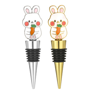 Rabbit Shaped Wine <b>Stopper</b> Gold And Silver Zinc Alloy Sealing Bottle <b>Stopper</b> For Wedding Party - Product Image 3