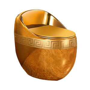 Inodoro de Lujo Estilo Huevo Dorado con Sifón Super Swirl, Aislamiento de Olores para Villa o Baño - Product Image 5