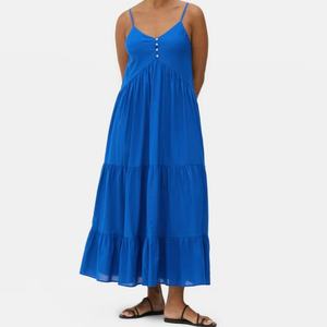 Vestido Casual de Lino y Algodón con Estilo Personalizado, Lavado Ácido, Corte en A, Estilo Bohemio para la Playa, para Mujer - Product Image 2
