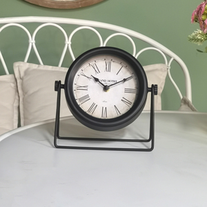 Reloj de Escritorio de Metal Negro Retro Vintage Hecho a Medida para Decoración del Hogar con Diseño Industrial - Product Image 1