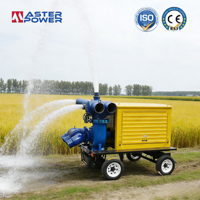 Pompe à eau haute pression diesel 6 CV, 30-45 m de portée, montée sur remorque, pour l'irrigation agricole et le drainage des inondations