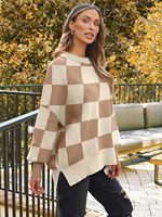 Pull en fibre acrylique épais à col rond et manches chauve-souris, style nautique européen et américain, pour femme, collection automne 2023, tricoté