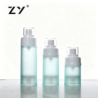 Flacon pompe sans air de luxe de 120 ml avec pulvérisation fine pour masque facial et lotion, flacon cosmétique en acrylique bleu